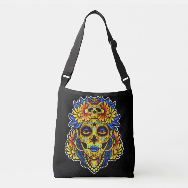 Bolsa Ajustável Crânio de Açúcar Artístico Design (Frente)