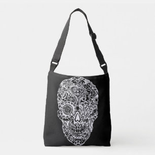 Bolsa Ajustável Crânio do açúcar - branco preto No4 dos crânio