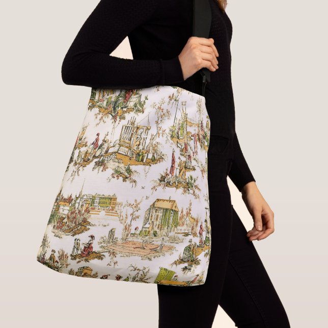 Bolsa Ajustável Creme francês Toile Chinoiserie Estilo Russo (Close Up)