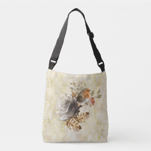 Bolsa Ajustável Creme Ripple Elegante e Bag Crossbody Dourada