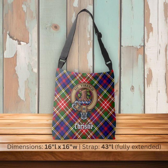 Bolsa Ajustável Crest do Clã Christie sobre Tartan (Criador carregado)