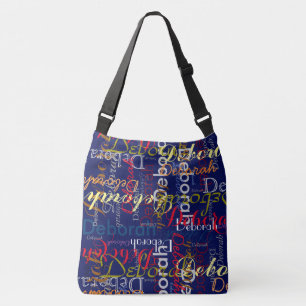 Bolsa Ajustável Criar Tipografia Azul do Nome de Cor Personalizada
