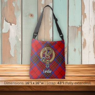 Bolsa Ajustável Crista da Clan Leslie sobre Tartan Vermelho