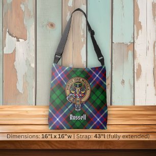 Bolsa Ajustável Crista do Clã Russell sobre Tartan
