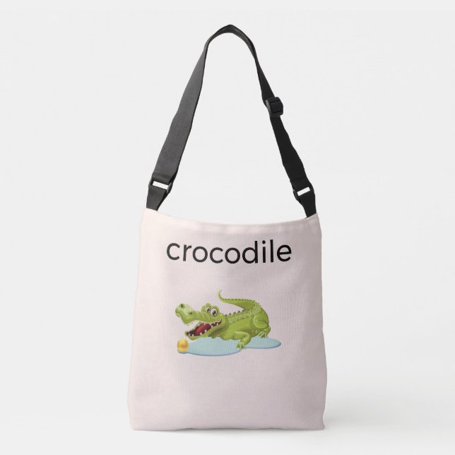 Bolsa Ajustável Crocodilo editável e caligrafia sobre o marfim (Frente)