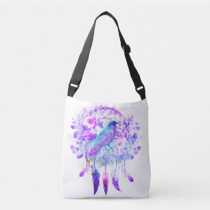 Bolsa Ajustável Crow Dreamcatcher Blue Purple Floral