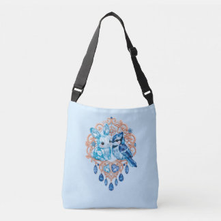 Bolsa Ajustável Crystal Blue Bunny and Blue Jay Heart