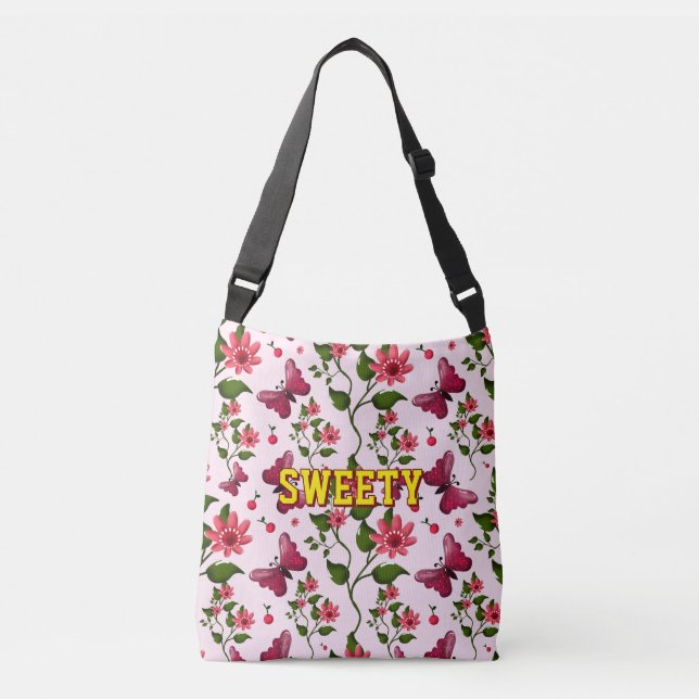 Bolsa Ajustável Custom floral butterfly pattern  (Frente)