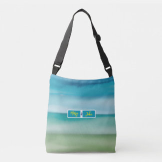 Bolsa Ajustável Custom Name Abstract Watercolor Ocean Horizon Art