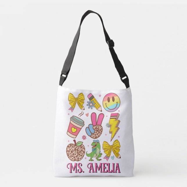 Bolsa Ajustável Custom Teacher Bag, Custom Back to School Bag (Verso)