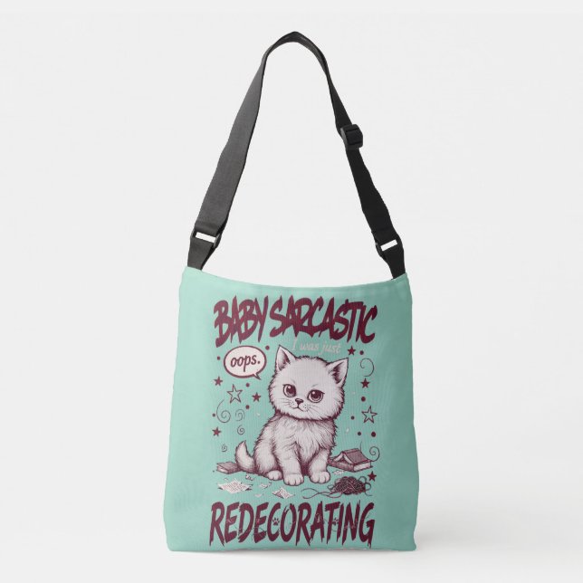 Bolsa Ajustável Cute Cat Oops Redecorating Funny Sarcastic Kitten  (Frente)