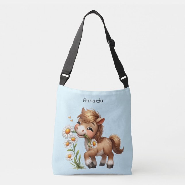 Bolsa Ajustável Cute Pony Eating Daisies (Frente)
