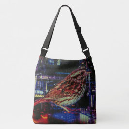 Bolsa Ajustável Cyberpunk Sparrow em Neon Cityscape
