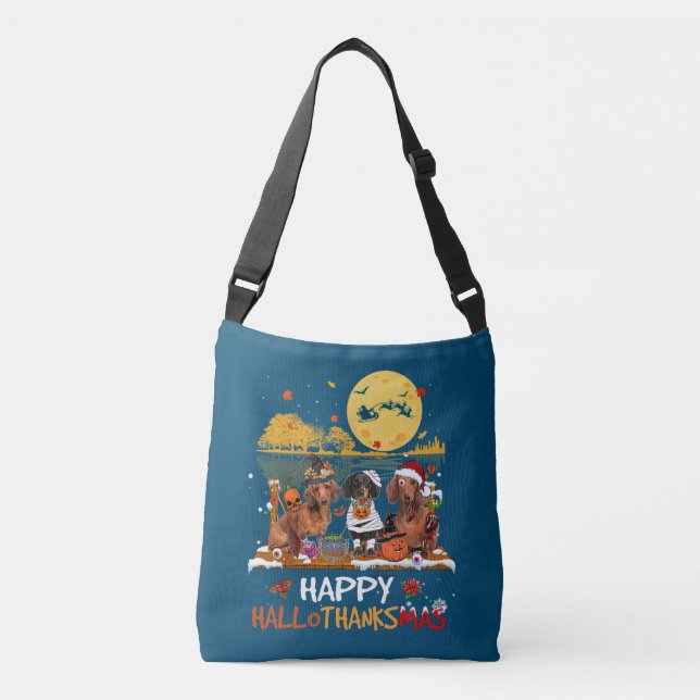Bolsa Ajustável Dachshund Happy Hallothanksmas Halloween Graças (Frente)