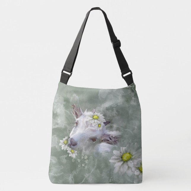 Bolsa Ajustável Daisy the Baby Goat Watercolor Retrato (Frente)