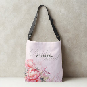 Bolsa Ajustável Dama de Honra Peônia Rosa e Verde Salvia
