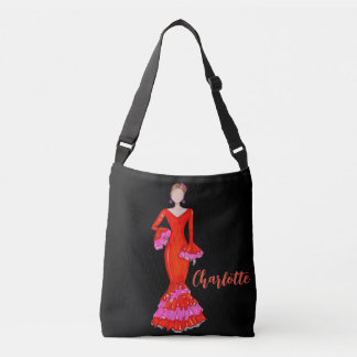 Bolsa Ajustável Dançarina de Flamenco com vestido cor de laranja