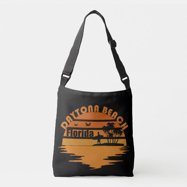 Bolsa Ajustável Daytona praia vintage sunset retro paisagem (Frente)
