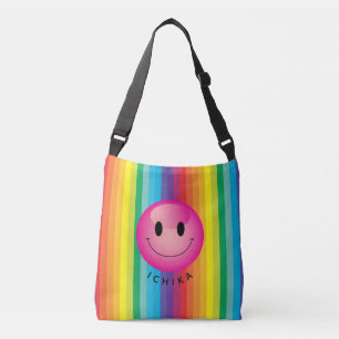 Bolsa Ajustável Decora Kei Rainbow Striped Emoji Face Sorridente