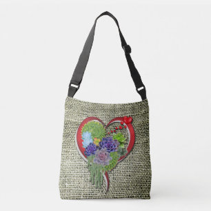 Bolsa Ajustável Decoração de Planta Suculenta Dentro de um Coração