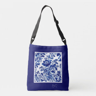 Bolsa Ajustável delft azul elegante Moderno Floral