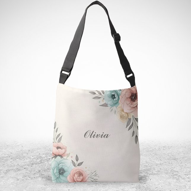 Bolsa Ajustável Delicate Watercolor Flowers Sketchy (Criador carregado)