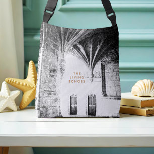 Bolsa Ajustável Desenho da arquitetura gótica em preto e branco
