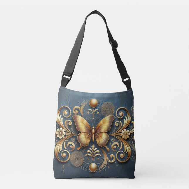 Bolsa Ajustável Desenho de Borboleta Dourada (Frente)