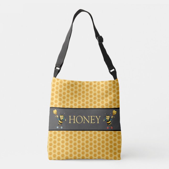 Bolsa Ajustável design de favo de mel moderno & abelhões (Verso)