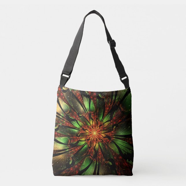 Bolsa Ajustável design de flor fractal abstrato. (Frente)