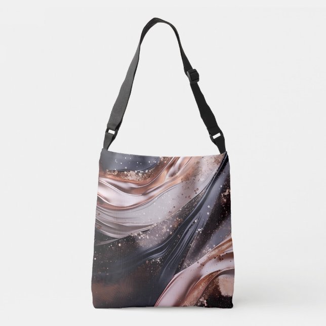 Bolsa Ajustável Design de fundo preto e Rosa Dourado (Verso)