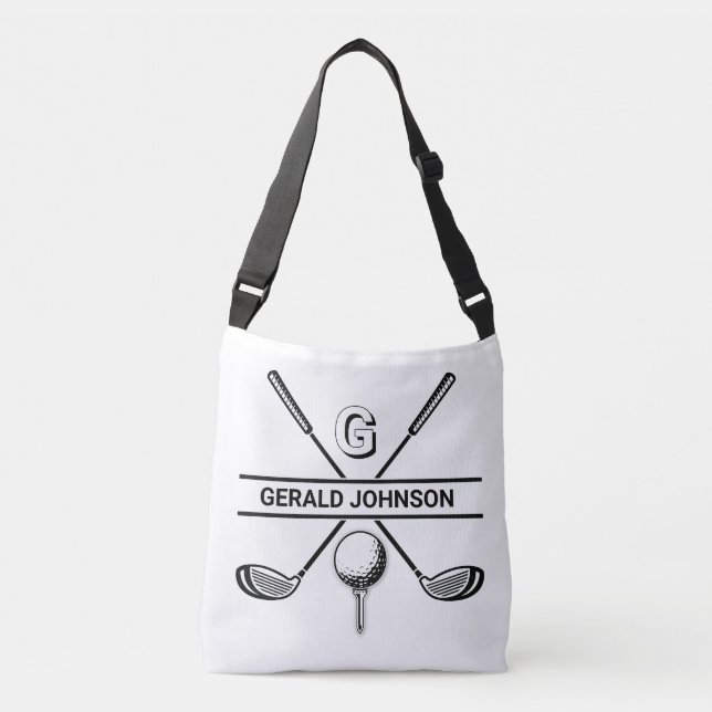 Bolsa Ajustável Design de Monograma de Golfe Elegante (Frente)