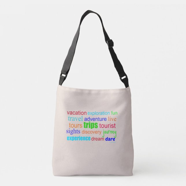 Bolsa Ajustável Design de Palavras de Destino de Viagem (Verso)