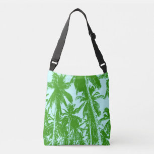 Bolsa Ajustável Design de Palmeiras Tropicais em Verde e Azul