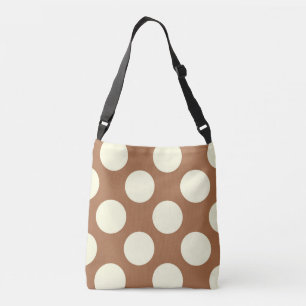 Bolsa Ajustável Design grande de bolinhas branca em castanho