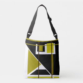 Bolsa Ajustável Design Verde-Oliva, Preto,Formas Geométricas Branc