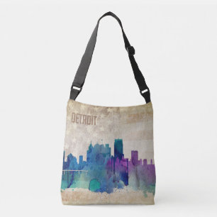 Bolsa Ajustável Detroit, skyline da cidade da aguarela do MI  