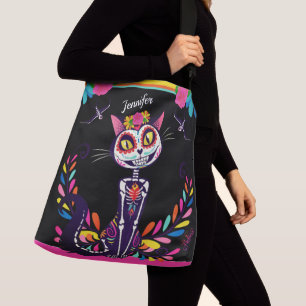 Bolsa Ajustável Dia da Morte - Colorido Pássaro Sugarcat - preto