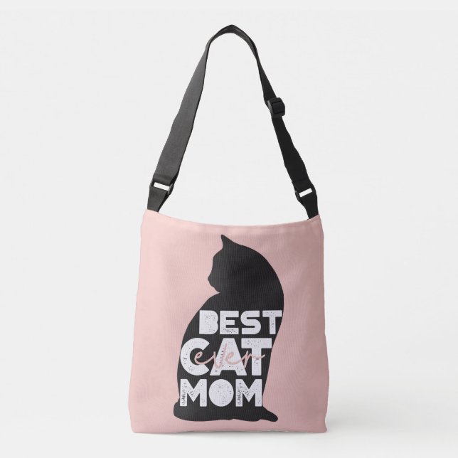 Bolsa Ajustável Dia de as mães Rosa Engraçado, Melhor Gato Mãe (Frente)