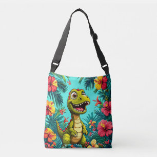 Bolsa Ajustável Dinossauro De Cartoon Cheio Com Flores Tropicais