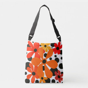 Bolsa Ajustável Divertido, abstrato flores em saco laranja e preto