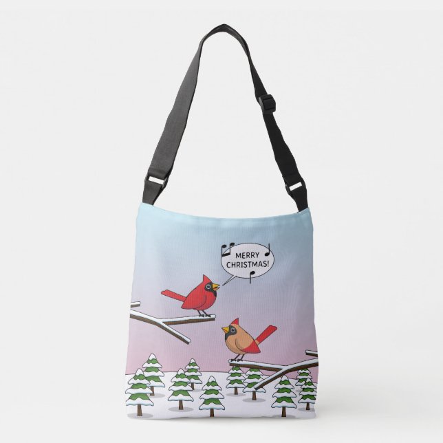 Bolsa Ajustável Doce Cardinal Vermelho Cantando Feliz Natal (Frente)