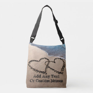 Bolsa Ajustável Dois Corações Na Areia Personalizada Por Toda A Im