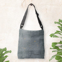 Bolsa Ajustável Dourado mancha Grunge Minimalista Nome Cinza Escur