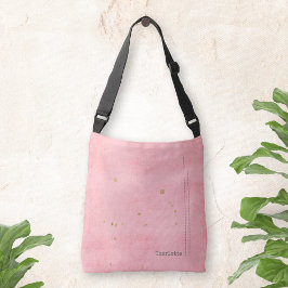 Bolsa Ajustável Dourado Mancha Grunge Minimalista Nome Rosa
