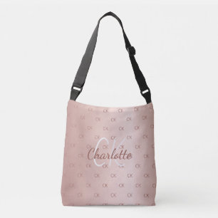 Bolsa Ajustável Dourado rosa monograma nome elegante