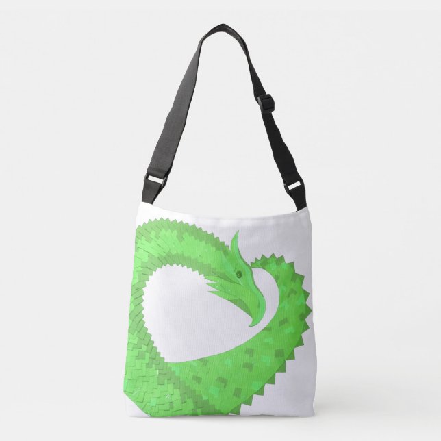 Bolsa Ajustável Dragão do coração do verde limão em branco (Frente)