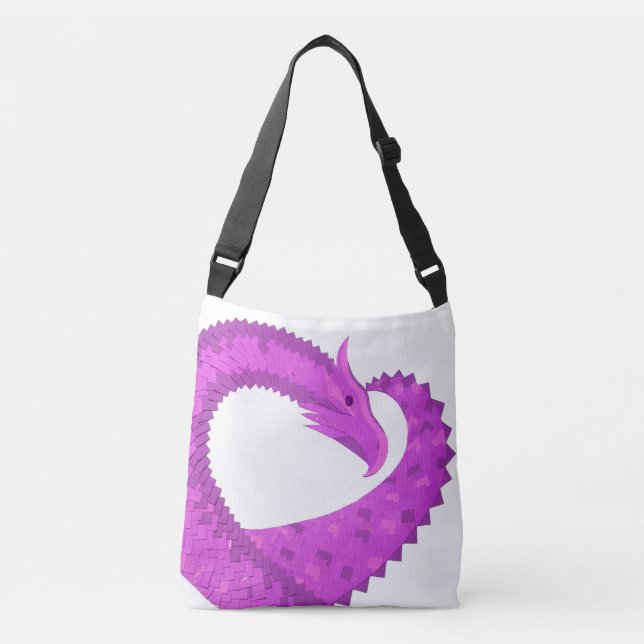 Bolsa Ajustável Dragão do coração roxo brilhante em branco (Frente)