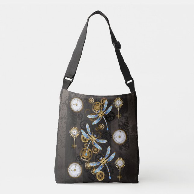Bolsa Ajustável Dragões-do-galho-do-mar em fundo listrado castanho (Frente)