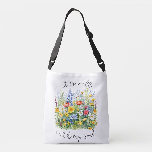 Bolsa Ajustável É bom com minha alma cristã de flor silvestre (Verso)